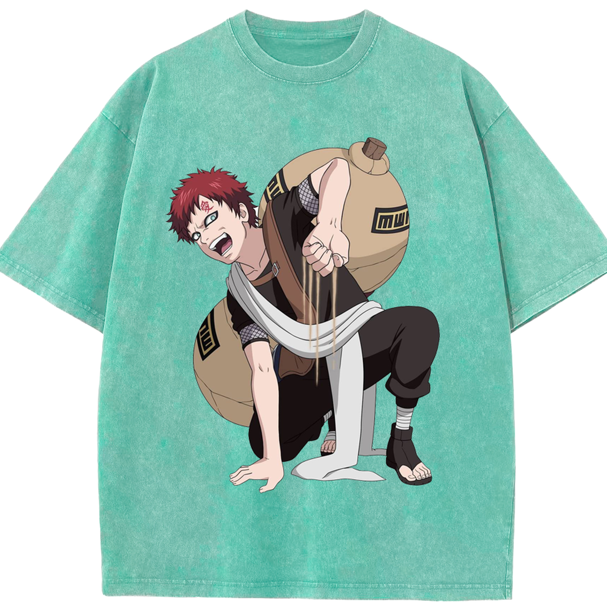 （画像用） NARUTO -ナルト- ガアラ Gaara 綿100% ヴィンテージ風 半袖Tシャツ（フロントプリント）
